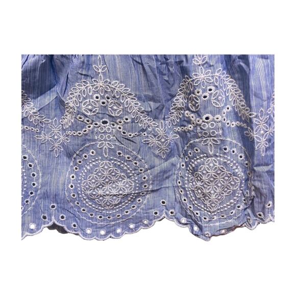 Francescas Mi Ami Dawn Embroidered Mini Swing Dress XL Boho Ruffle Tie Straps - Picture 8 of 10